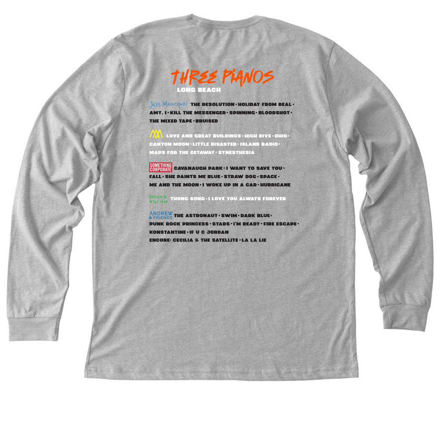 AM Three Pianos Long Beach, a Athletic Heather Premium Long Sleeve Tee (back-view)