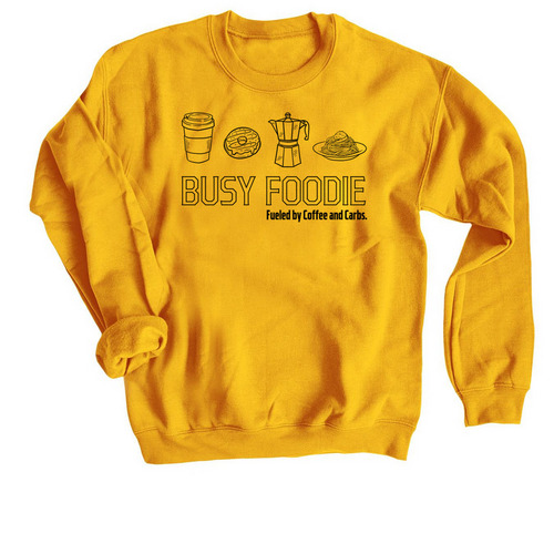 Busy Foodie, a Gold Crewneck Sweatshirt