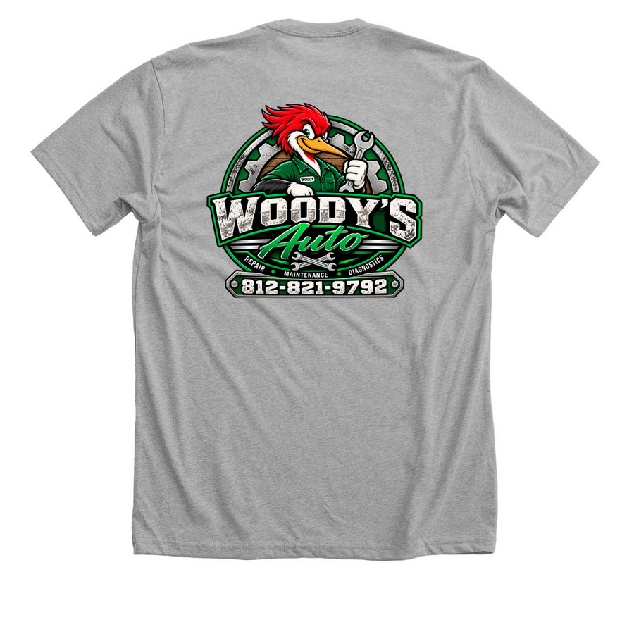 Woody?s Auto official Merch, a Athletic Heather Premium Unisex Tee (back-view)