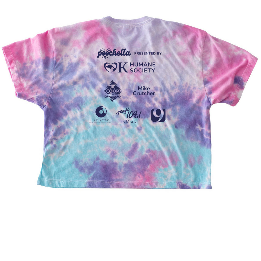 Poochella 2026 T-Shirt, a Cotton Candy Women's Tie Dye Cropped Tee (back-view)