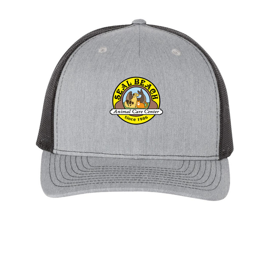 SBACC Trucker Hat, a Heather Grey/ Black Printed Five-Panel Trucker Cap
