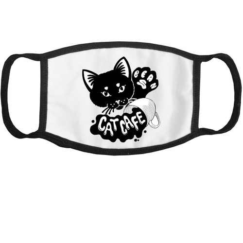 Beans Cat Cafe Masks, a White and Black Cotton Face Mask