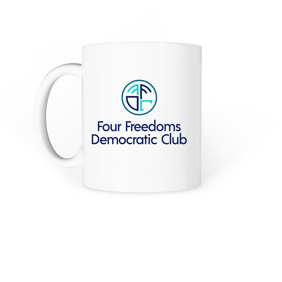 Four Freedoms Mug, a White Coffee Mug (back-view)
