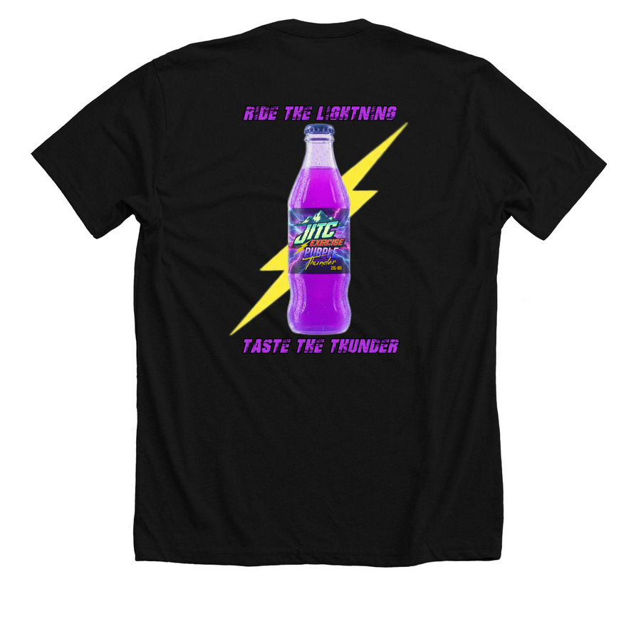 PURPLE THUNDER 26-01, a Solid Black Blend Premium Unisex Tee (back-view)