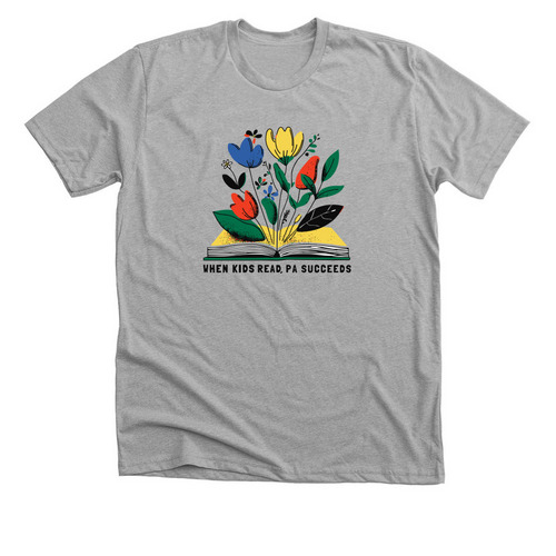 "When Kids Read" Flower Shirts + Sweatshirts&nbsp;, a Athletic Heather Premium Unisex Tee