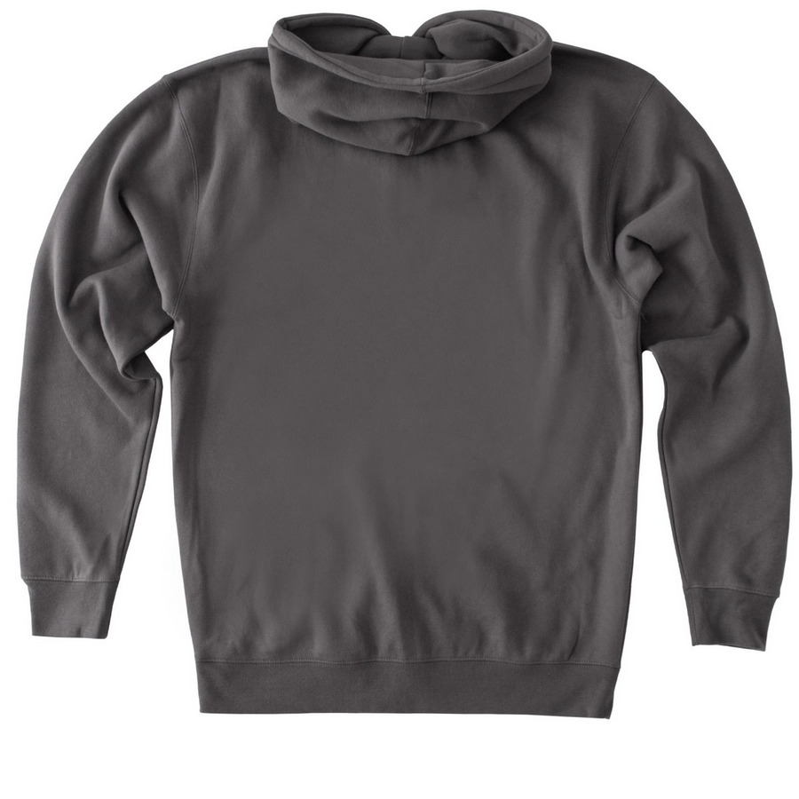 Rail Passengers Heavy Zip-Up, a Solid Charcoal Heavyweight Zip Up Hoodie (back-view)