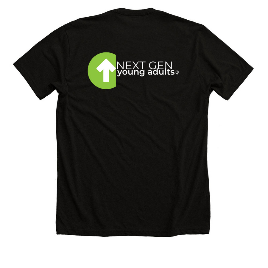 Next Gen, a Solid Black Blend Premium Unisex Tee (back-view)