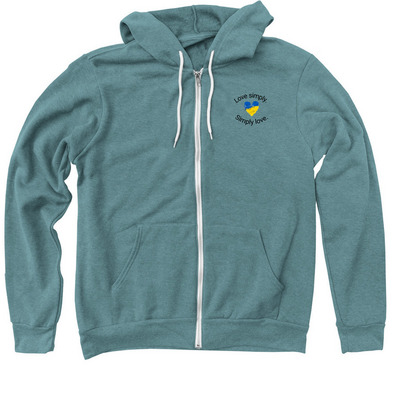 Love simply. Simply love. Ukrainian IDP's., a Heather Deep Teal Zip Up Hoodie