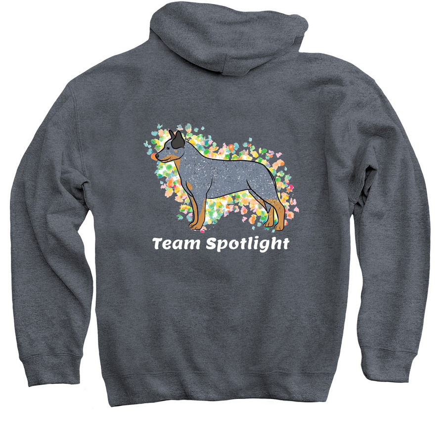 Spotlight bucket b!tch, a Dark Heather Pullover Hoodie (back-view)