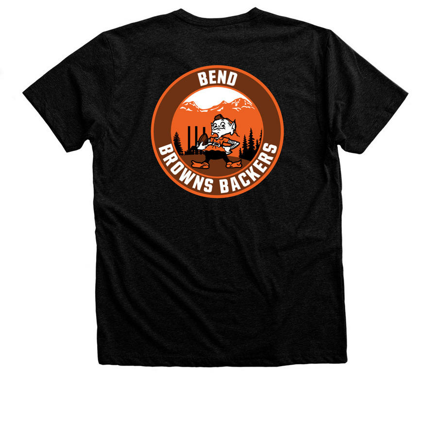 Chest Text / Back Emblem, a Black Heather Premium Unisex Tee (back-view)