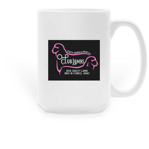 O-P Club Lambs Coffee Mug, a White Large Coffee Mug