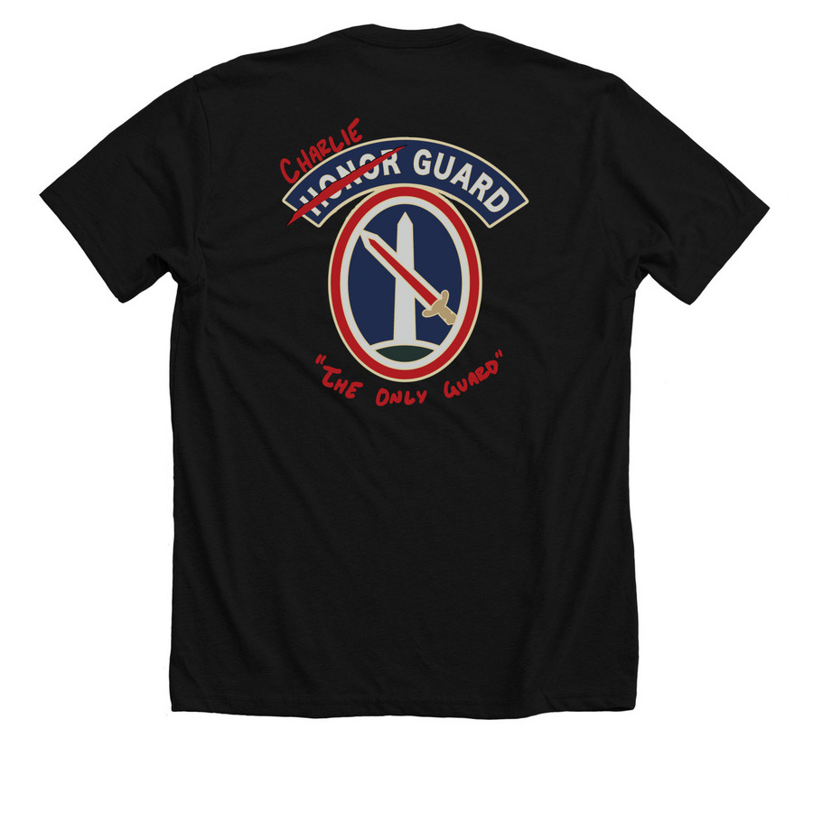 Crossed Out Honor Guard, a Solid Black Blend Premium Unisex Tee (back-view)