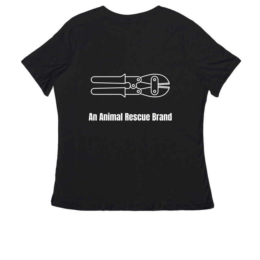 where my bolt cutters, a Black Women's Relaxed V-Neck Tee (back-view)