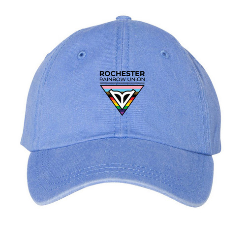 Rochester Rainbow Union Hats, a Periwinkle Printed Pigment Dye Baseball Cap