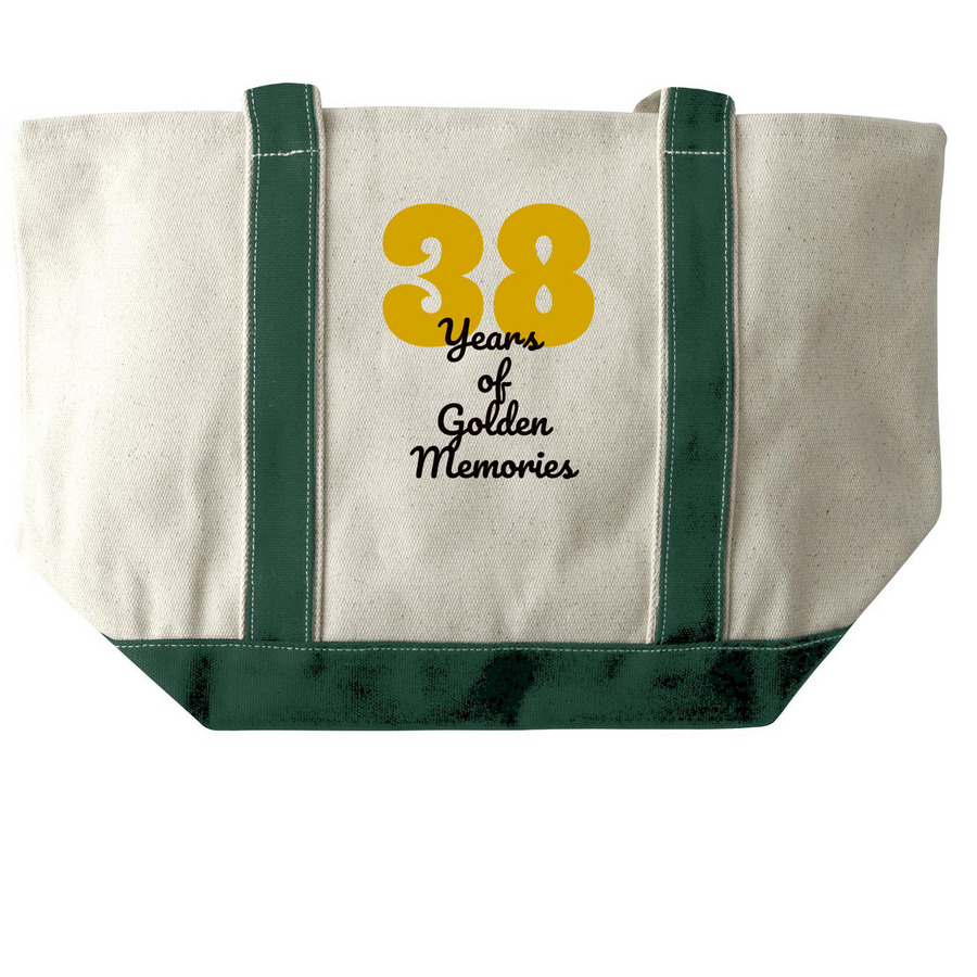 Tarameg Tote Bags, a Natural/Forest Large Two-Tone Canvas Tote Bag (back-view)