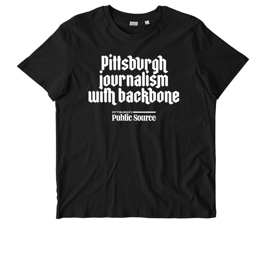 "Pittsburgh journalism with backbone" tee, a Black Stanley/Stella Unisex Crafter Tee