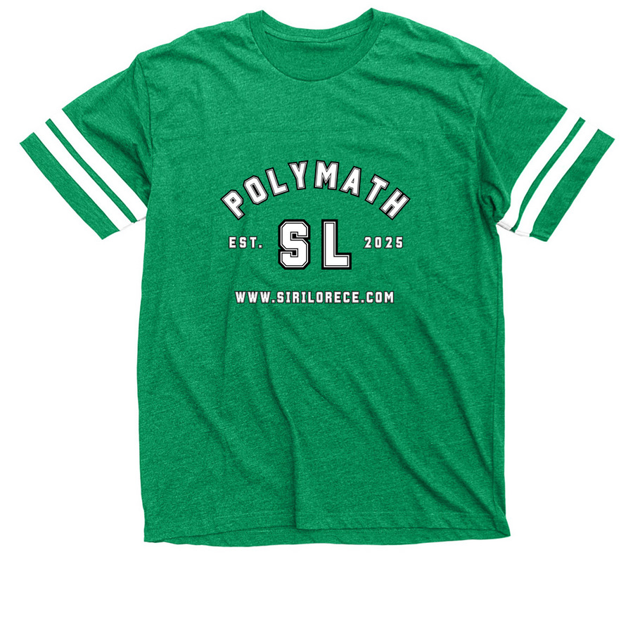 Polymath Football Jersey Tee, a Vintage Green / White Football Jersey Tee