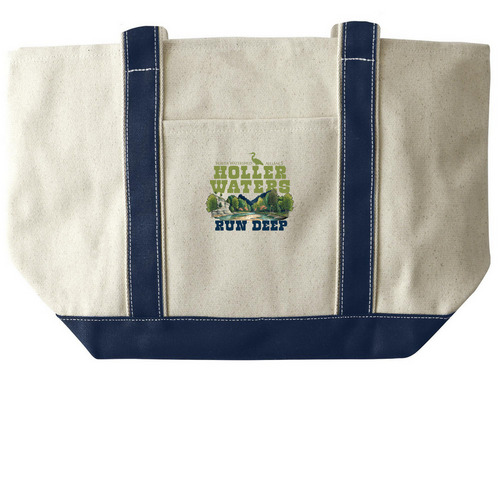Ozark Hollers, a Natural/Navy Large Two-Tone Canvas Tote Bag