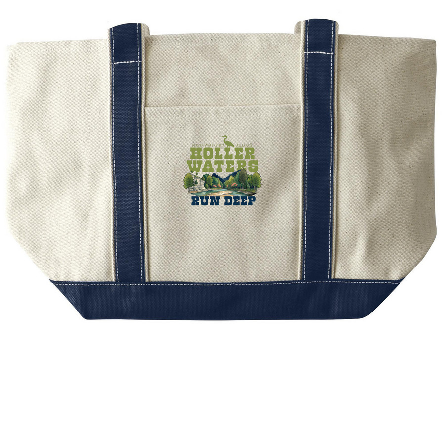 Ozark Hollers, a Natural/Navy Large Two-Tone Canvas Tote Bag