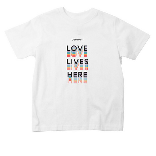 Toddler Love Lives Here Compass Pride, a White Toddler Tee