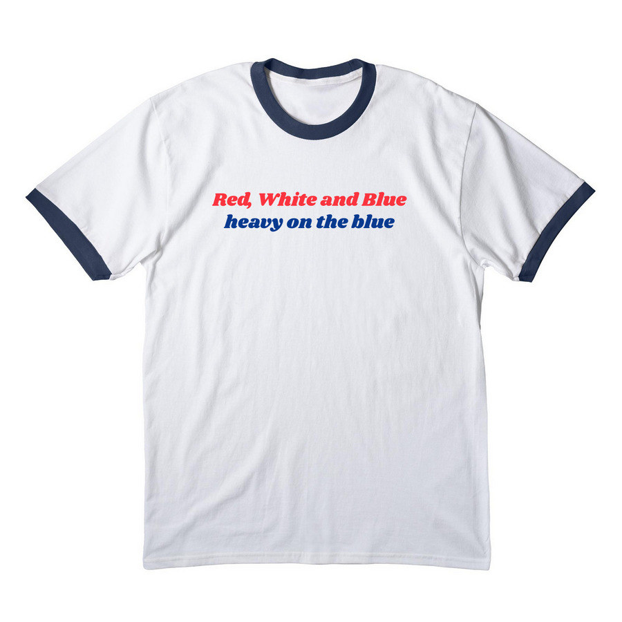 Red, White & Blue&nbsp;, a White/ Navy Cotton Ringer Tee