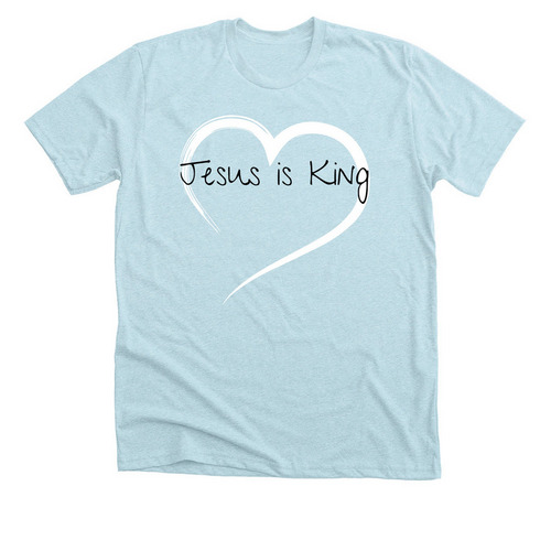 Jesus is King, a Heather Ice Blue Premium Unisex Tee