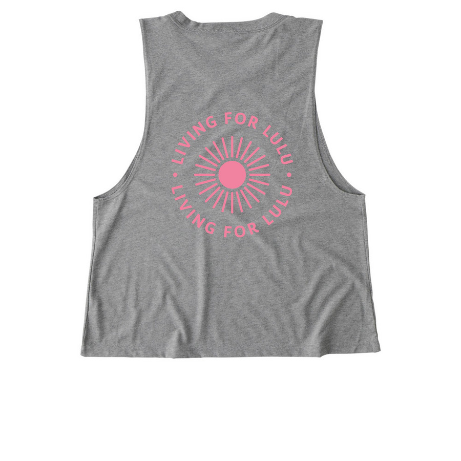 Living For Lulu NEW 2026 Merch!, a Aluminum Grey Allmade Eco Triblend Women?s Muscle Tank (back-view)