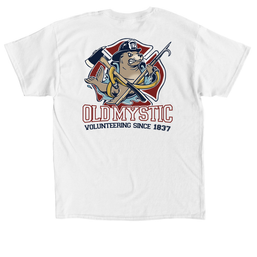 OMFD Supporter Shirt with Seal - White, a White Classic Unisex Tee (back-view)