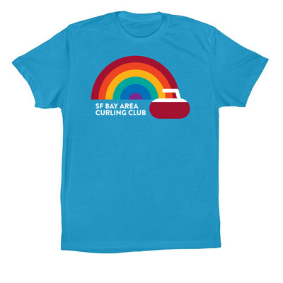 SF Bay Area Curling Rainbow, a Aqua Premium Cotton Tee