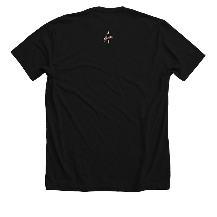 "Bam Bam" Barham, a Solid Black Blend Premium Unisex Tee (back-view)
