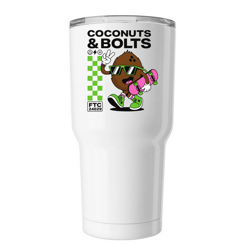Coconuts & Bolts Tumbler, a White Insulated Tumbler