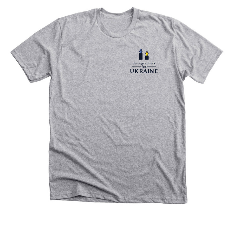 Demographers for Ukraine T-Shirt, a Athletic Heather Premium Unisex Tee