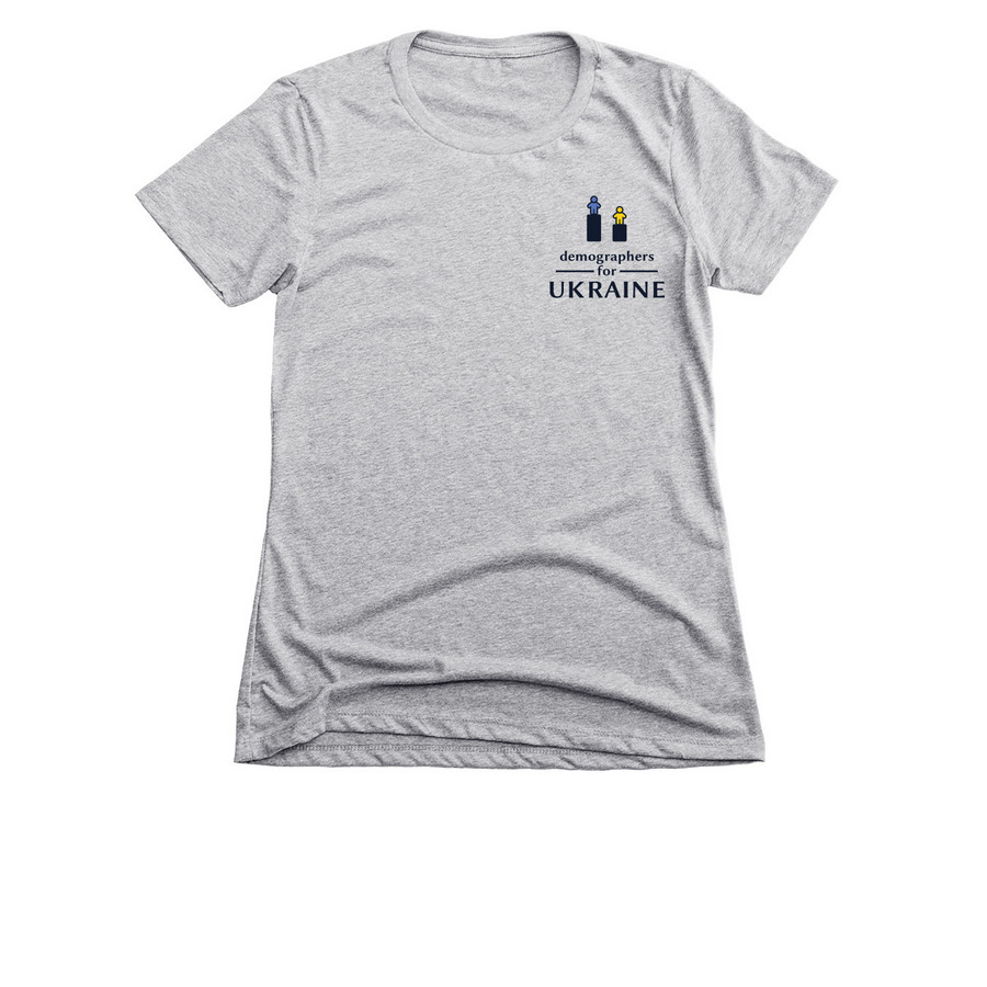 Demographers for Ukraine T-Shirt, a Dark Heather Grey Women's Slim Fit Tee