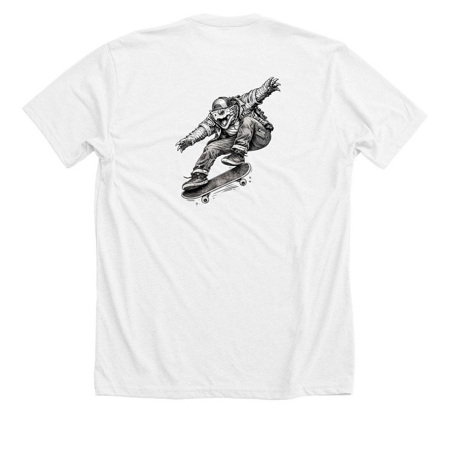 Limited Edition Go Skate Turtle, a Solid White Blend Premium Unisex Tee (back-view)