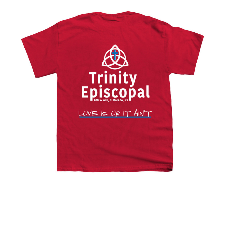Love Is Or It Ain't, a Red Youth Unisex Tee (back-view)
