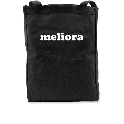 "meliora" For The Pursuit Of The Better Tote, a Black Recycled Cotton Tote Bag