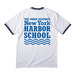 Harbor School Logo - White Shirts, a White/ Navy Cotton Ringer Tee (back-view)