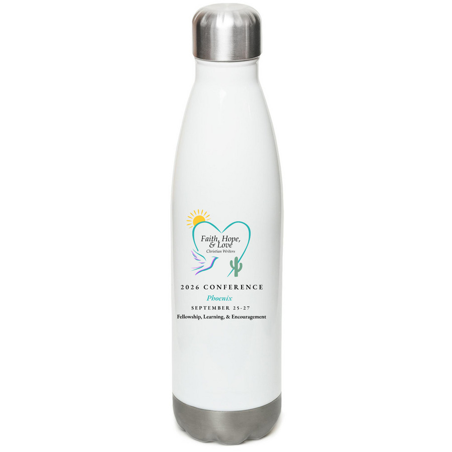 2026 Conference Water Bottle, a White Stainless Steel Water Bottle