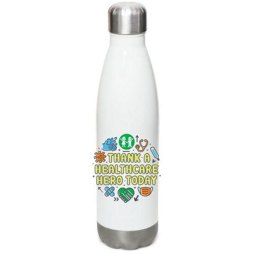 Thank a Healthcare Hero, a White Stainless Steel Water Bottle