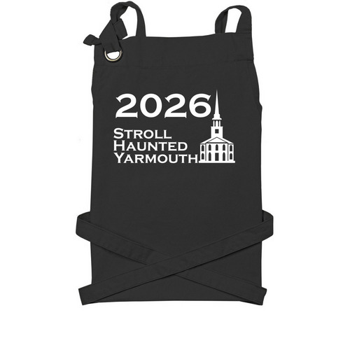 SHY 2026 - White Logo Apron, a Black Cotton Canvas Pocket Apron