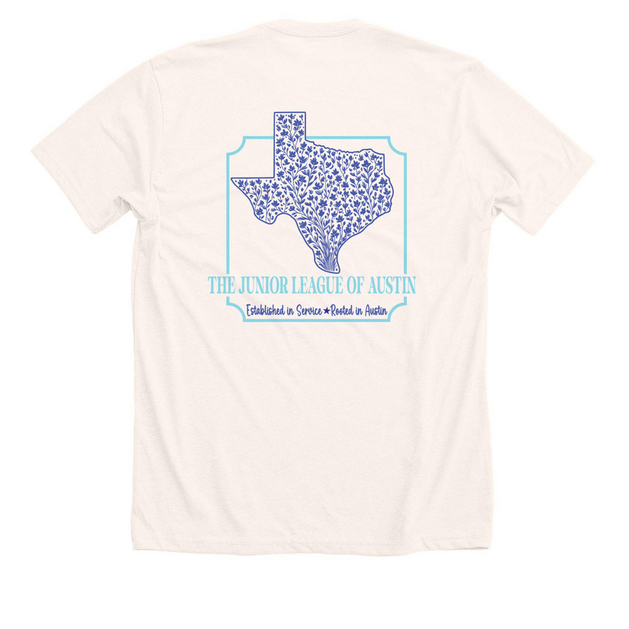 Bluebonnet Love, a Heather Natural Premium Unisex Tee (back-view)