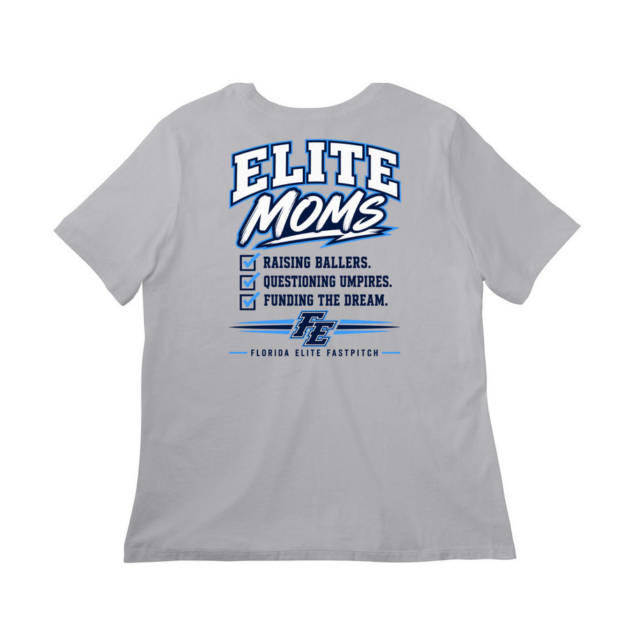 Florida Elite Moms - Light, a Solid Athletic Grey Women?s Relaxed Cotton Tee (back-view)