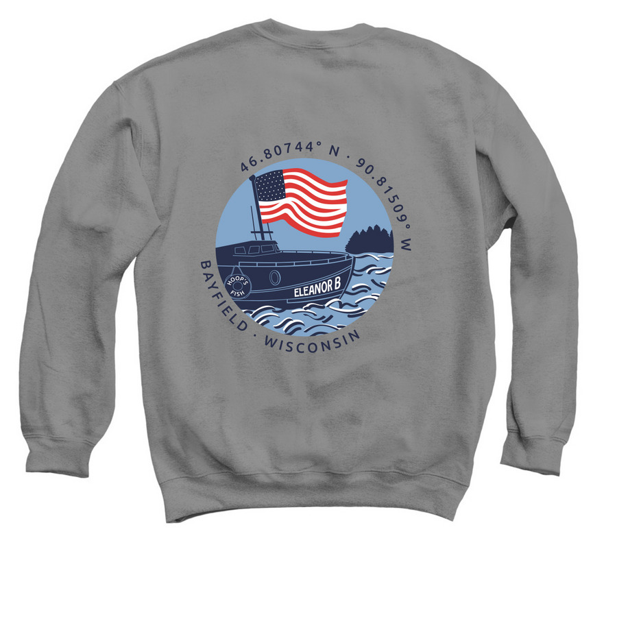 Crewneck Sweatshirt, a Charcoal Crewneck Sweatshirt (back-view)