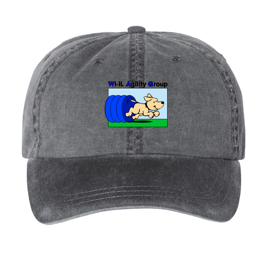 Baseball Caps/Bucket Hats - Full Color Logo, a Black Printed Pigment Dye Baseball Cap