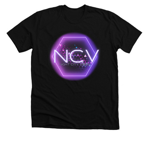 Night City Vibes - Updated Logo, a Solid Black Blend Premium Unisex Tee