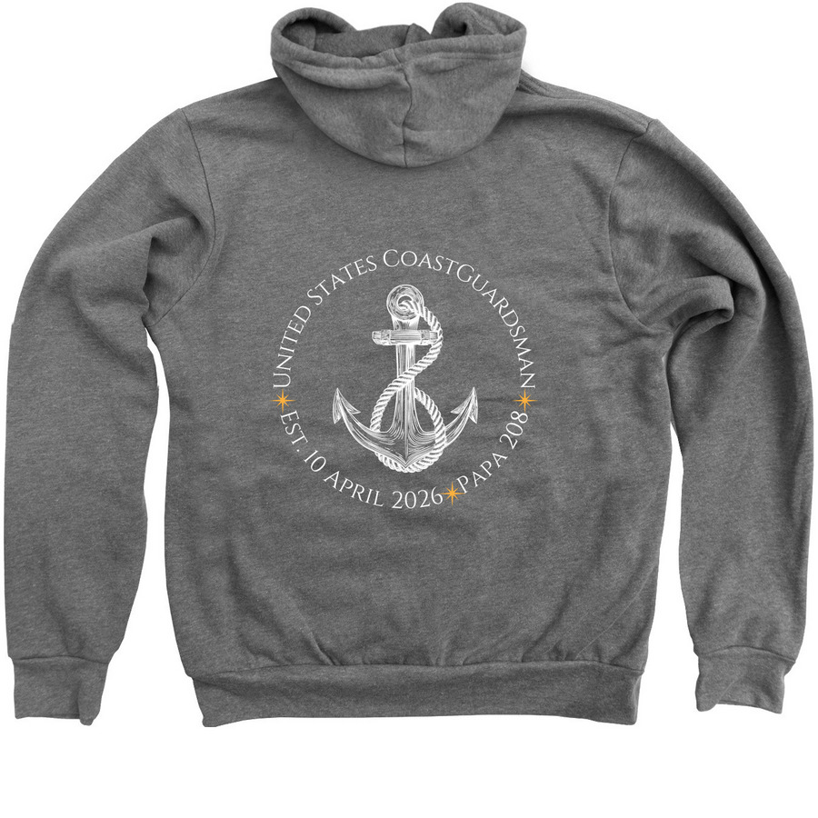 US Coastguardsman Papa 208, a Deep Heather Zip Up Hoodie (back-view)