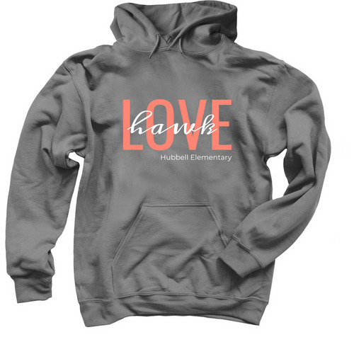 Hawk Love, a Charcoal Pullover Hoodie