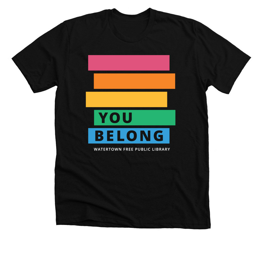 Rainbow Bookstack T, a Solid Black Blend Premium Unisex Tee