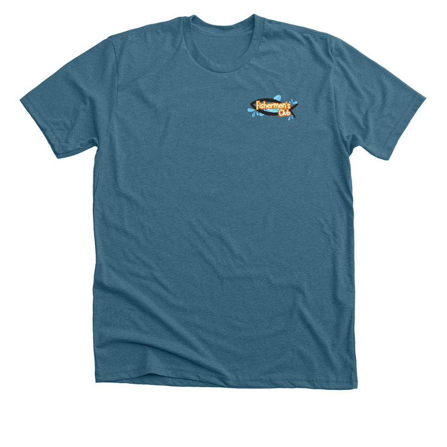 Fisherman's Club, a Heather Deep Teal Premium Unisex Tee
