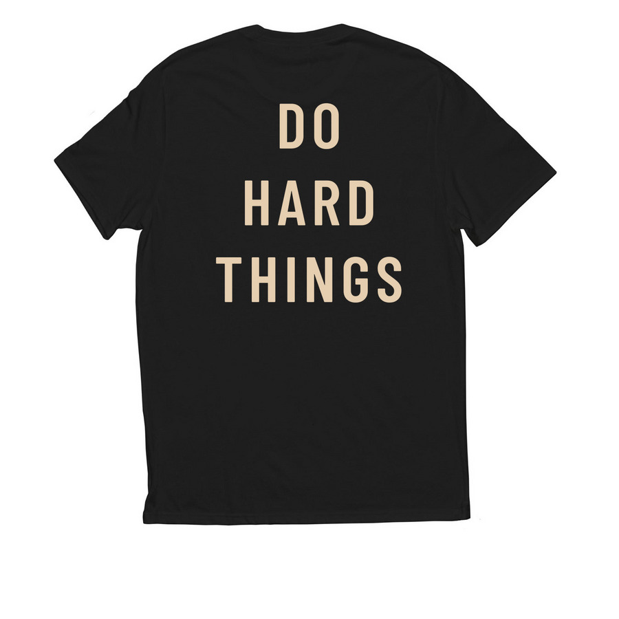 DO HARD THINGS, a Deep Black Allmade Eco Triblend Unisex Tee (back-view)